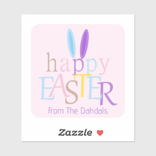 Leuke gepersonaliseerde kleurrijke Happy Easter Bu Sticker (Vel)