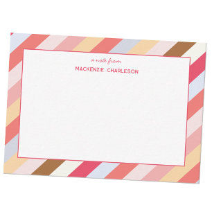 Leuke gepersonaliseerde kleurrijke pastel diagonal notitiekaartje