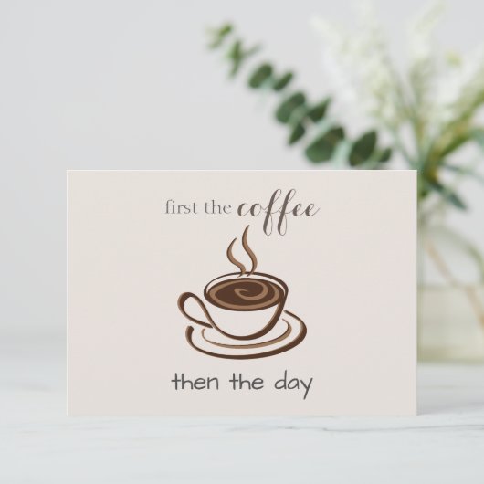 Leuke gepersonaliseerde koffieliefhebber minimalis notitiekaartje (Staand voorkant)