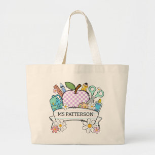 Leuke gepersonaliseerde leraar grote tote bag