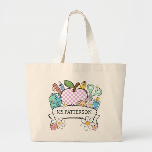 Leuke gepersonaliseerde leraar  grote tote bag (Voorkant)