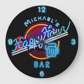 Leuke gepersonaliseerde Mancave Bar Huiskamer Happ Grote Klok (Voorkant)