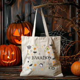 Leuke gepersonaliseerde Monster Trick-or-Treat Can Tote Bag