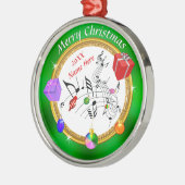 Leuke gepersonaliseerde muziek Note Kerstversierin Metalen Ornament (Links)