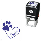 Leuke gepersonaliseerde naam Paw Print op hartstem Zelfinktende Stempel (In situ)