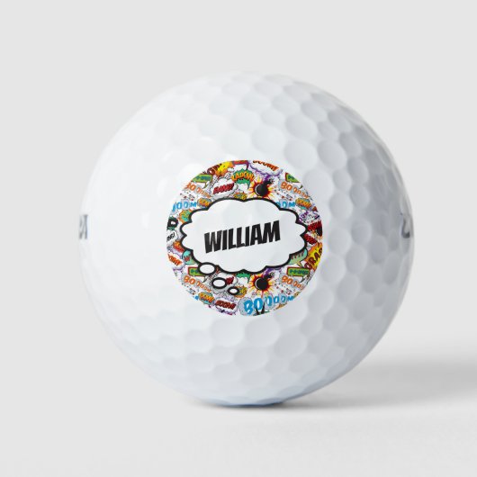 Leuke gepersonaliseerde naam stripboek golfballen (Voorkant)