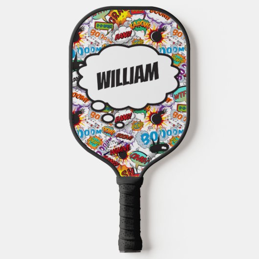 Leuke gepersonaliseerde naam stripboek pickleball paddle (Voorkant)