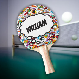 Leuke gepersonaliseerde naam stripboek tafeltennisbatje