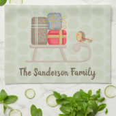 Leuke gepersonaliseerde Nordic Christmas slee Theedoek (Gevouwen)