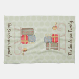 Leuke gepersonaliseerde Nordic Christmas slee Theedoek