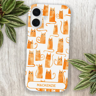 Leuke gepersonaliseerde Oranje kat iPhone 16 Hoesje