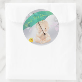 Leuke gepersonaliseerde paraplu Baby shower van ha Ronde Sticker