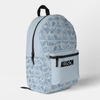 Leuke gepersonaliseerde pastel & Navy Blue Zee Mon Bedrukte Rugzak