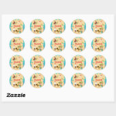 Leuke gepersonaliseerde piratenmeisje-schatkaart ronde sticker (Vel)
