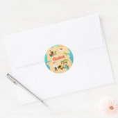 Leuke gepersonaliseerde piratenmeisje-schatkaart ronde sticker (Envelop)