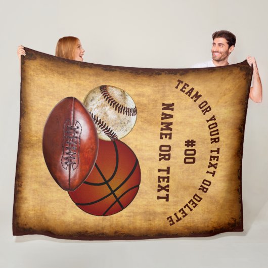 Leuke gepersonaliseerde sportdeken, uw tekst fleece deken (In situ)