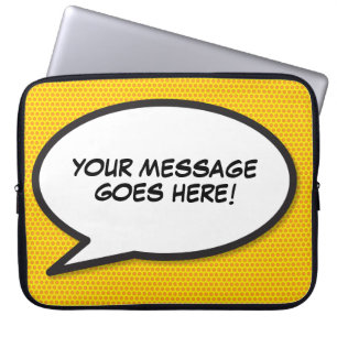 Leuke gepersonaliseerde tekstballon voor stripboek laptop sleeve