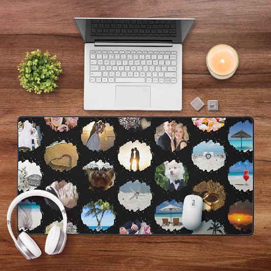Leuke gepersonaliseerde trouwfoto-collage van 24 f bureaumat