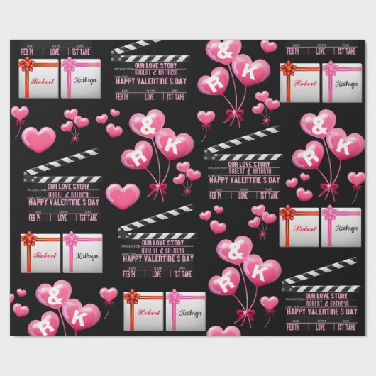 Leuke gepersonaliseerde Valentijnsdag Cadeaupapier (Vlak)