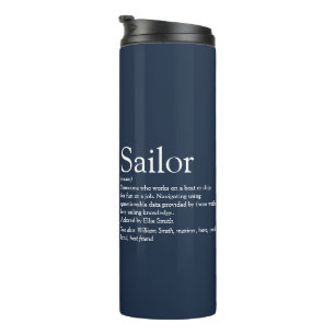 Leuke gepersonaliseerde zeiler definitie Navy Blue Thermosbeker
