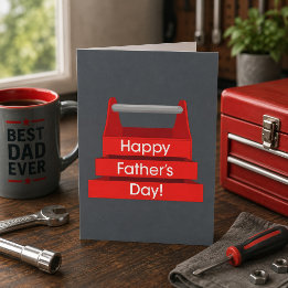 Leuke Gereedschapskist Vaderdag Rood en Grijs Kaart