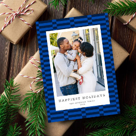 Leuke geruit kleur 1 Foto BLAUW Feestdagenkaart