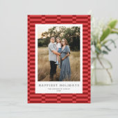 Leuke geruite aanpasbare kleur 1 foto WARM ROOD Feestdagenkaart (Staand voorkant)