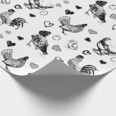 Leuke geschetste kippen verjaardag cadeaupapier (Hoek)