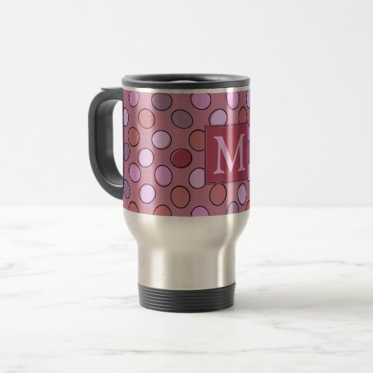 Leuke gespikkelde roze patroon monogram reisbeker (Voorkant links)