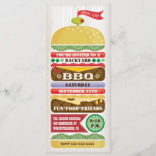 Leuke Gestapelde BBQ-feestuitnodiging Kaart
