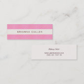Leuke Gestreepte Girly Pink & Peach Chevron Modern Mini Visitekaartje (Voorkant / Achterkant)