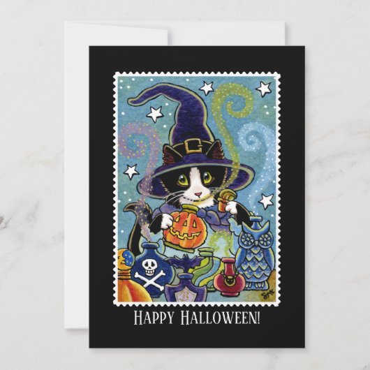 Leuke geur van Halloween Cat Witch Parfum Flat Kaart (Voorkant)