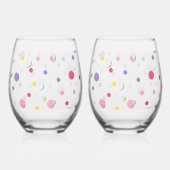 Leuke gevulde kleurrijke polka dot print wijnglas zonder voet (Achterkant)