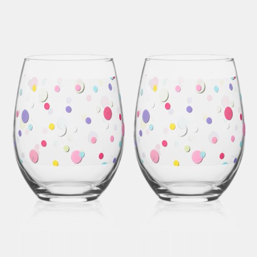 Leuke gevulde kleurrijke polka dot print wijnglas zonder voet (Achterkant)