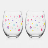 Leuke gevulde kleurrijke polka dot print wijnglas zonder voet (Voorkant)