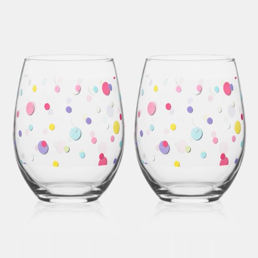 Leuke gevulde kleurrijke polka dot print wijnglas zonder voet (Voorkant)