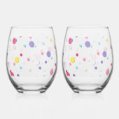 Leuke gevulde kleurrijke polka dot print wijnglas zonder voet (Links)