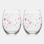 Leuke gevulde kleurrijke polka dot print wijnglas zonder voet (Rechts)