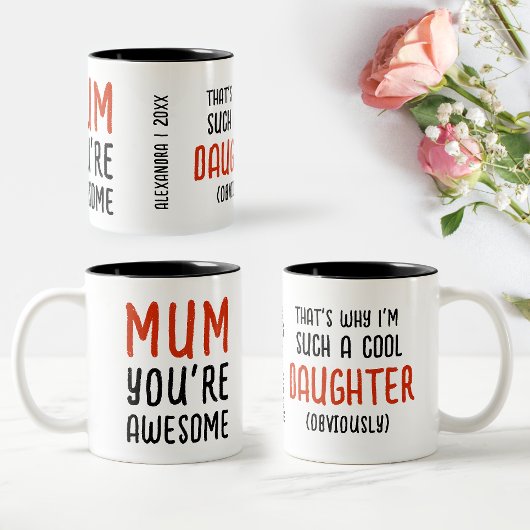 Leuke Geweldige Moederdag Daughter Bold Typography Tweekleurige Koffiemok