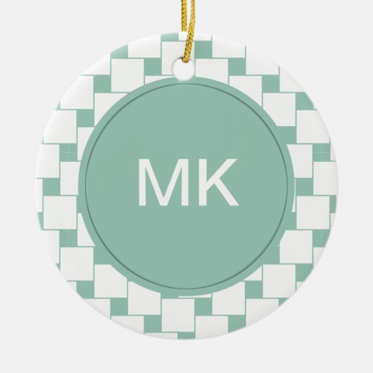 Leuke geweven pleinen Mint Groen Keramisch Ornament (Voorkant)