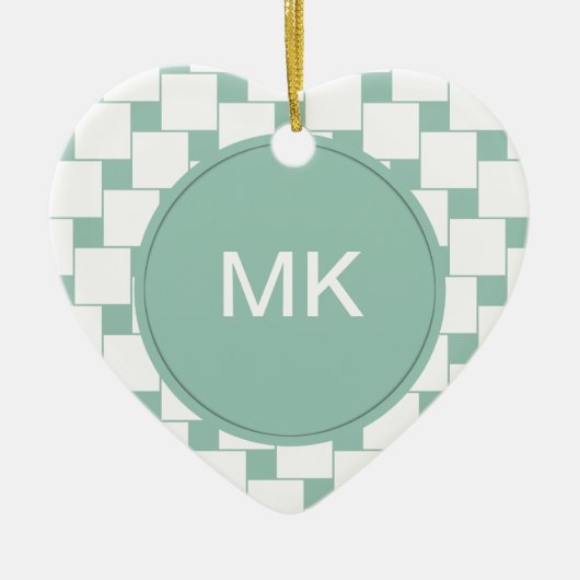Leuke geweven pleinen Mint Groen Keramisch Ornament (Voorkant)