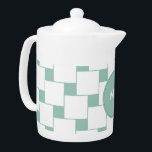 Leuke geweven pleinen Mint Groen Theepot<br><div class="desc">Leuk en stijlvol en trendy modern geweven vierkanten patroon. Hier weergegeven in Mint Green voor die volledig chique look - met verwijderbare monogram sjabloon</div>