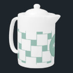 Leuke geweven pleinen Mint Groen Theepot<br><div class="desc">Leuk en stijlvol en trendy modern geweven vierkanten patroon. Hier weergegeven in Mint Green voor die volledig chique look - met verwijderbare monogram sjabloon</div>
