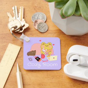 Leuke gezellige introvert cottagecore kikker sleutelhanger