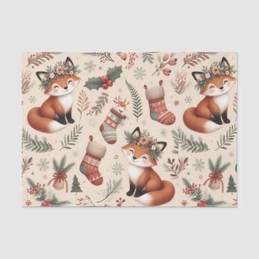 Leuke gezellige vos ontwerp tissue papier (Voorkant)