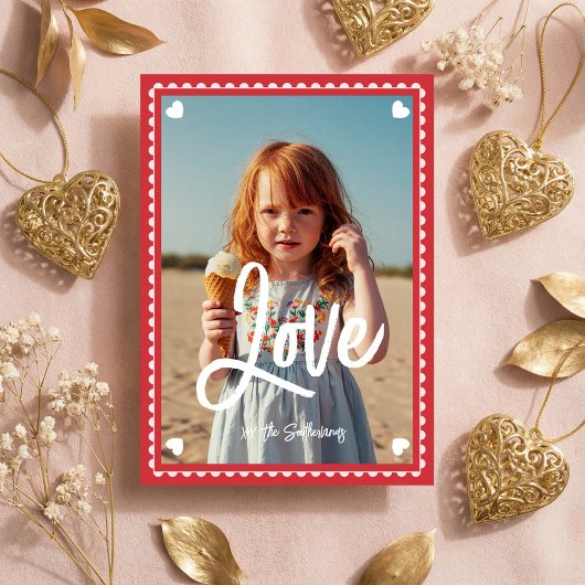 Leuke gezinsfoto Liefdesscript Hart Valentijnsdag Feestdagenkaart