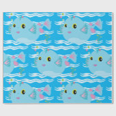 Leuke gezwollen vis cadeaupapier (Vlak)