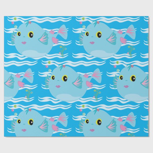 Leuke gezwollen vis cadeaupapier (Vlak)