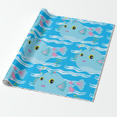 Leuke gezwollen vis cadeaupapier (Uitgerold)