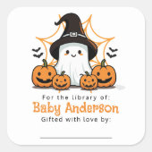 Leuke Ghost Baby shower Bookplate Vierkante Sticker (Voorkant)